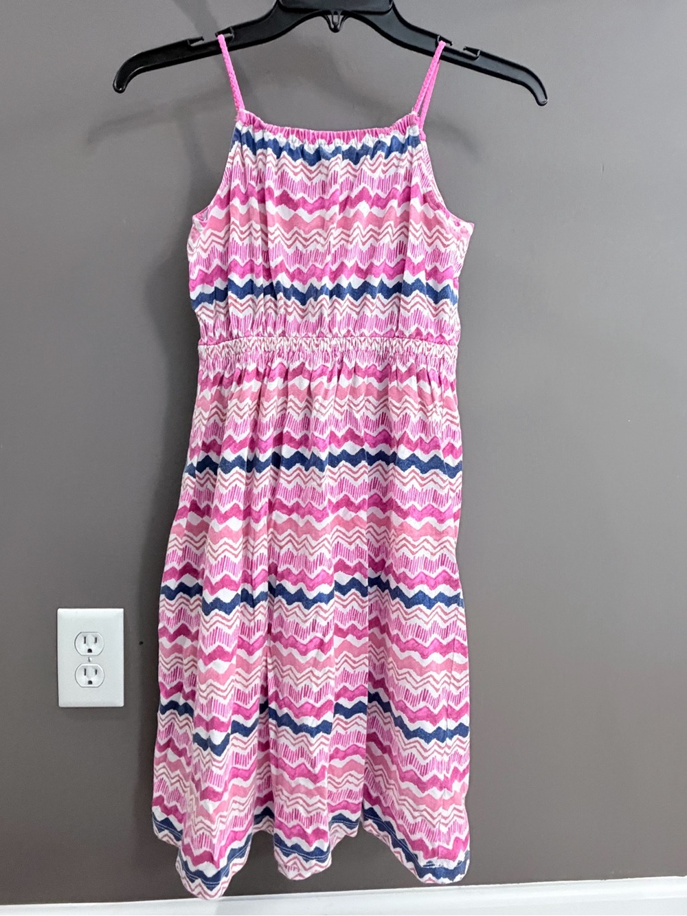 OshKosh B'gosh Pink Chevron Stripe Sundress with Navy Accents